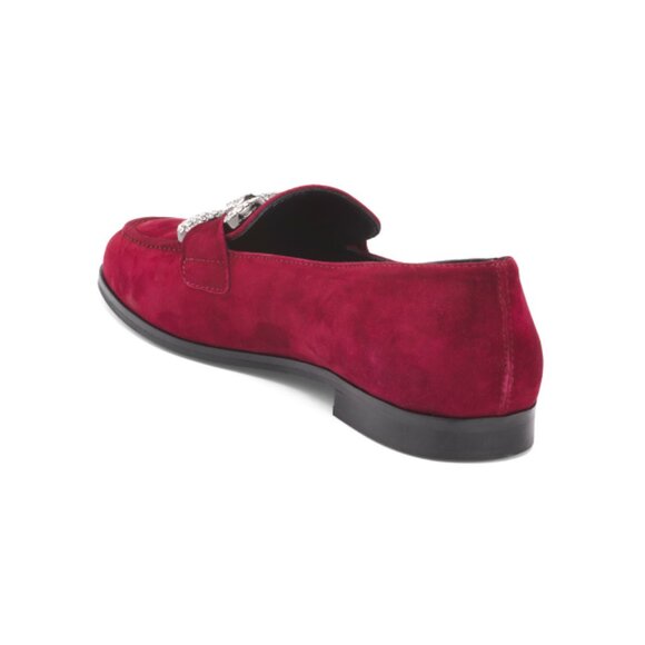 ANTICA CUOIERIA Red Made In Italy Suede Loafers With Horsebit Detail - Picture 2 of 2